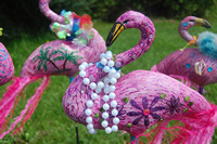 Fabric flamingo sculptures
